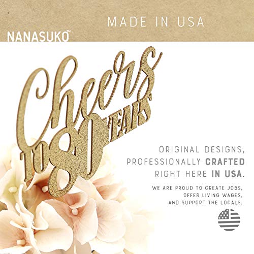 Nanasuko 80Th Birthday Cake Topper - Cheers To 80 Years - Double