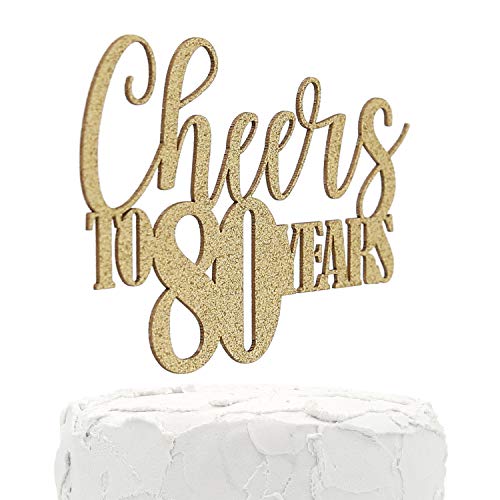 Nanasuko 80Th Birthday Cake Topper - Cheers To 80 Years - Double