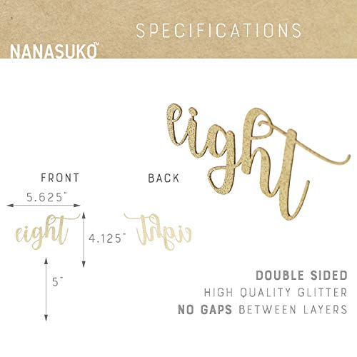 Nanasuko 8Th Birthday Cake Topper - Eight - Double Sided Glitter