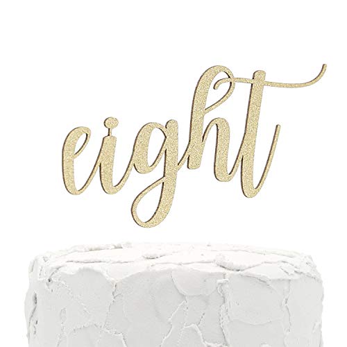 Nanasuko 8Th Birthday Cake Topper - Eight - Double Sided Glitter