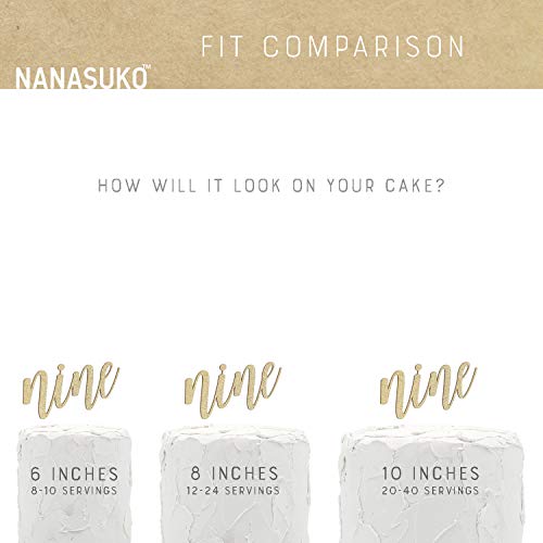 Nanasuko 9Th Birthday Cake Topper - Nine - Double Sided Glitter
