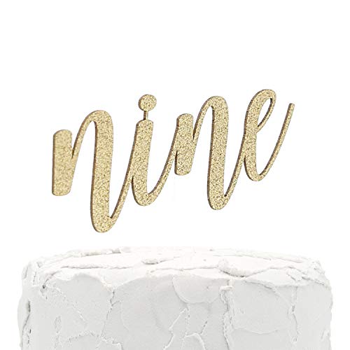 Nanasuko 9Th Birthday Cake Topper - Nine - Double Sided Glitter
