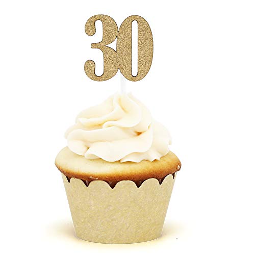 Nanasuko Cupcake Toppers - 30 - Double Sided Glitter - Set Of 12