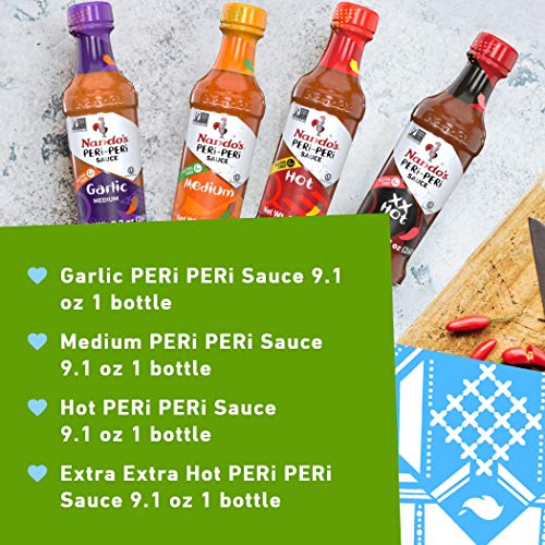 Nandos Peri Peri Hot Sauce Lovers Pack - Garlic, Medium, Hot, E
