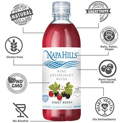 Napa Hills Wine Antioxidant Water - Berry Flavored Wine Water, N