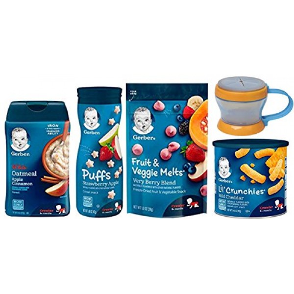 Gerber Baby Cereal & Snack Food Variety Pack of 5 - Puffs, Melts...