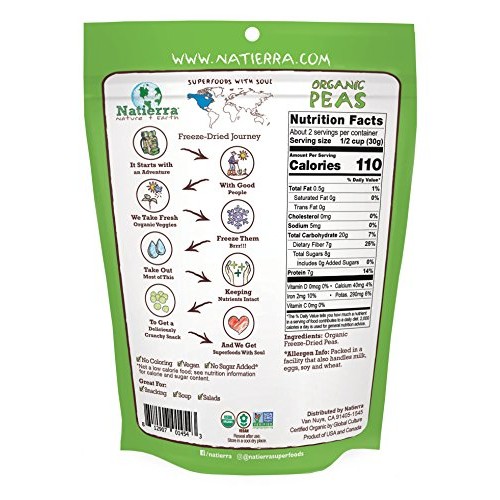 Natierra Natures All Foods Organic Freeze-Dried Peas | Non-Gmo