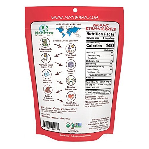 Natierra Natures Organic Freeze-Dried Strawberries | Gluten Fre