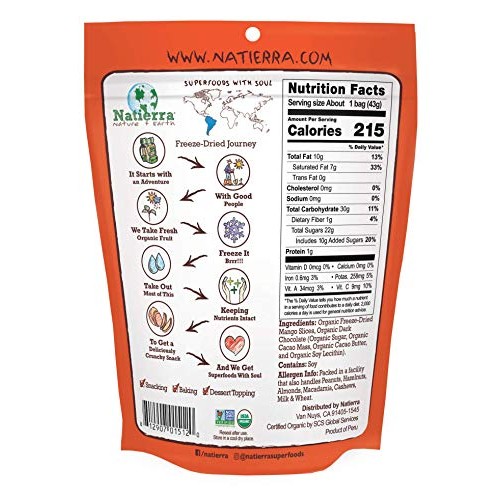 Natierra Organic Freeze-Dried Chocolate-Covered Mango Slices | N