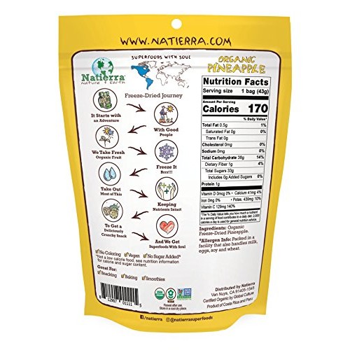Natures All Organic Freeze-Dried Pineapples | Gluten Free &Amp; Veg