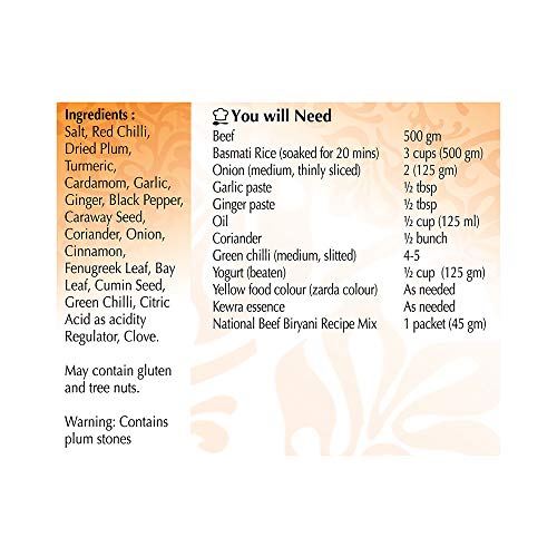 National Foods Beef Biryani Recipe Mix 1.57 Oz 45G | South Asi