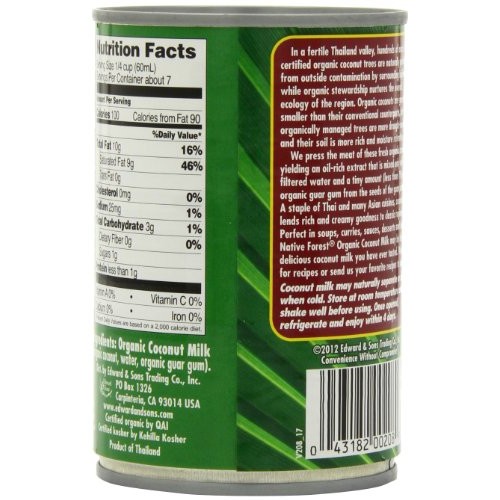 Native Forest Coconut Milk, Organic Unsweetened, 13.5-Ounce Pac