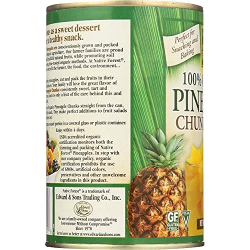 Native Forest Pineapple Chunks, Organic, 14 Oz