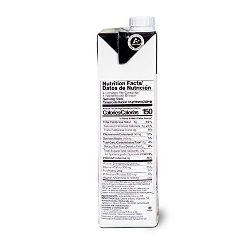 Natrel | Whole Milk | 32 Ounce | Pack Of 12 | Shelf Stable Milk