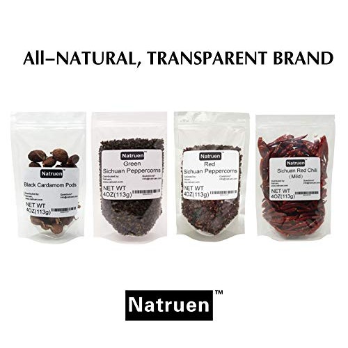 Natruen Chinese Black Cardamom Pods Wholetsao Ko 4Oz, Approx 3