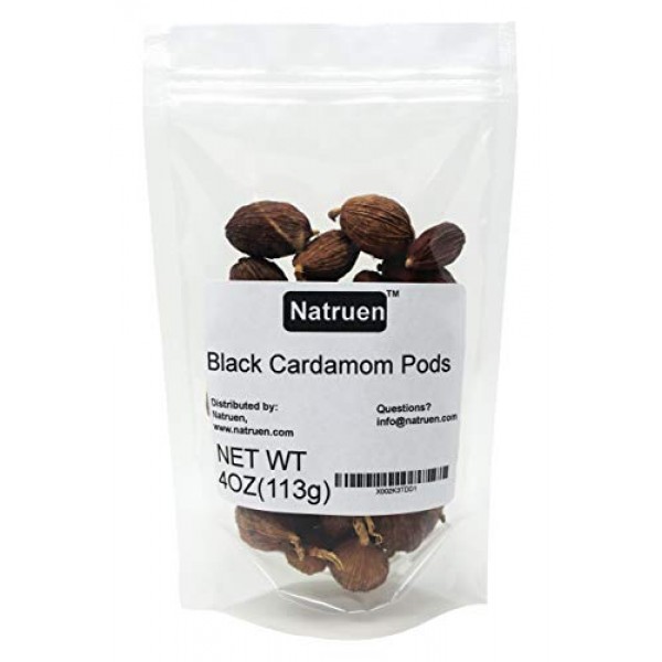 Natruen Chinese Black Cardamom Pods Wholetsao Ko 4Oz, Approx 3