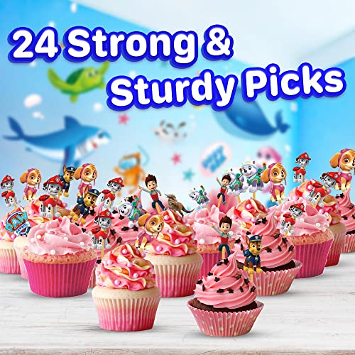 24X Dogs Cupcake Toppers – Strong Picks Happy Birthday Décor, Cu