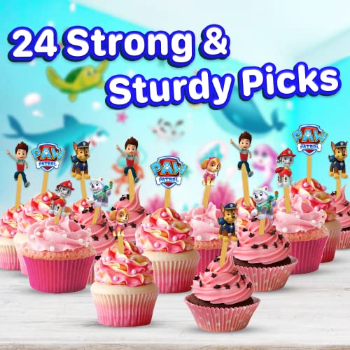 24X Dogs Cupcake Toppers – Strong Picks Happy Birthday Décor, Cu
