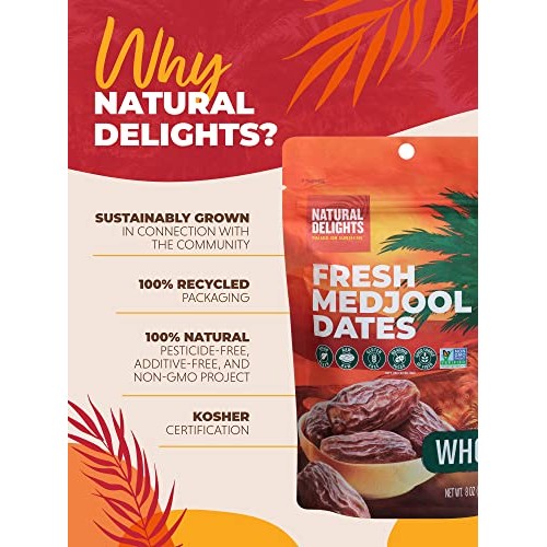 Natural Delights Medjool Dates – Large & Plump Whole Dates Medjo...
