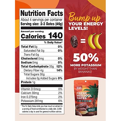 Natural Delights Medjool Dates – Large & Plump Whole Dates Medjo...