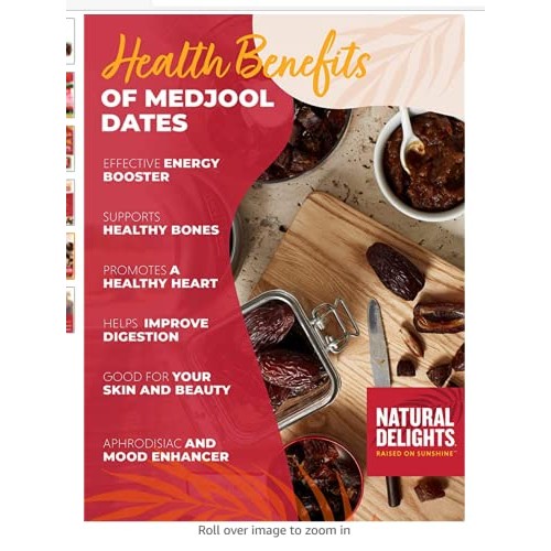 Natural Delights Medjool Dates – Large & Plump Whole Dates Medjo...