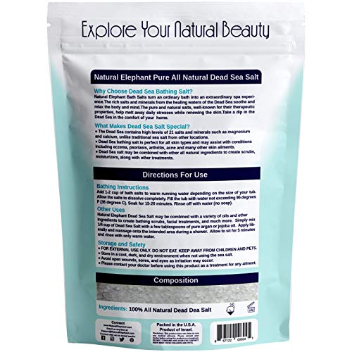 Dead Sea Salt Coarse Grain 2 Lb 900 G By Natural Elephant 100%