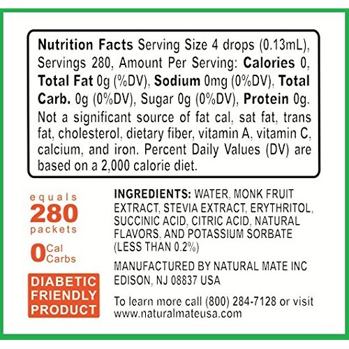 Monk Fruit Concentrated Liquid Sweetener Optimized With Erythri