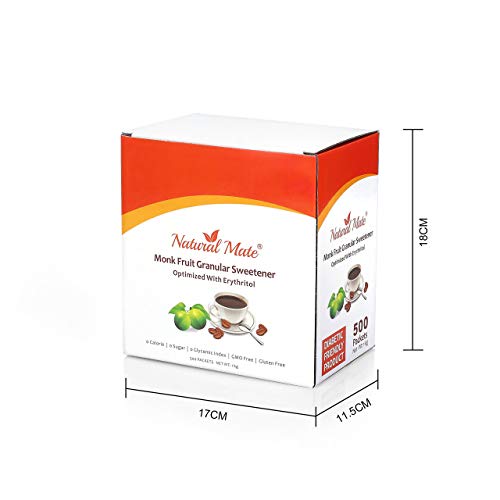 Natural Mate Monk Fruit Sweetener Packets, 500 Count 2 Grams/Pa