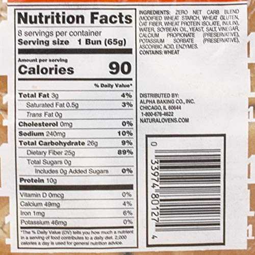Natural Ovens Bakery Keto-Friendly Buns - 1 Net Carb, 90 Calorie