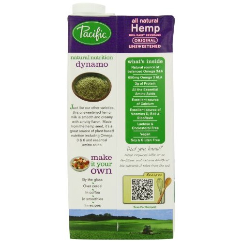 Pacific Natural Unsweetened Hemp Milk, Original, 6 Count