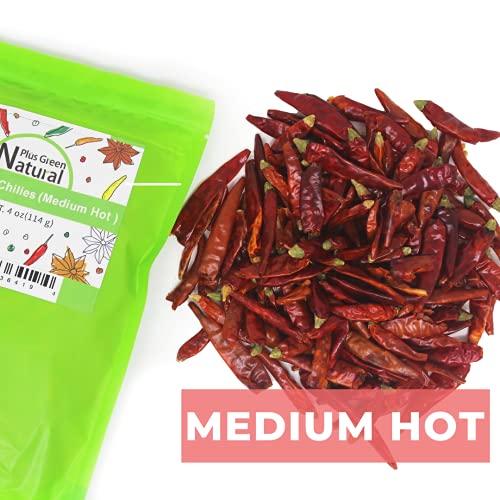 Dried Sichuan Red Chili Peppers Whole 4 Ounces, Medium Hot, Caps...