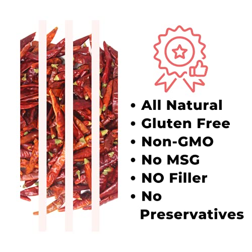 Dried Sichuan Red Chili Peppers Whole 4 Ounces, Medium Hot, Caps...