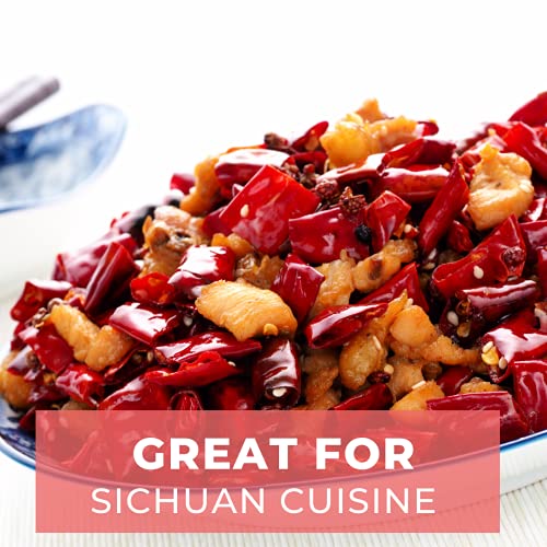 Dried Sichuan Red Chili Peppers Whole 4 Ounces, Medium Hot, Caps...