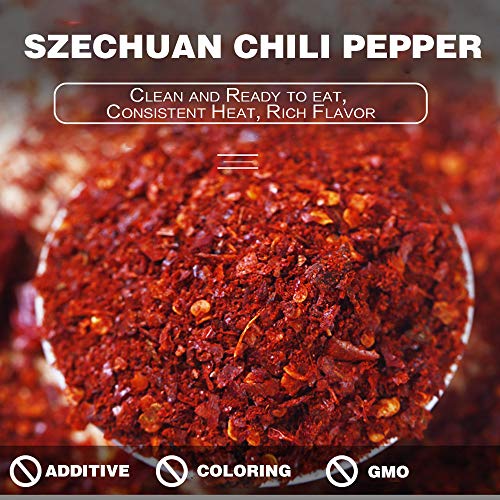 Sichuan Red Hot Chili Pepper Flakes Powder8 Oz, Medium Hot, Sz