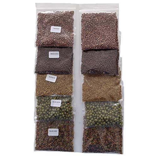Variety Pack Sprouting Seeds Broccoli, Alfalfa, Radish, Mung Bea...
