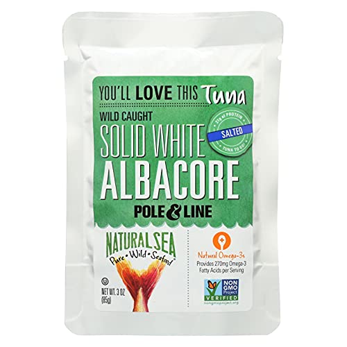Natural Sea Salted Solid White Albacore Tuna Pouch, 3 Ounce - 12