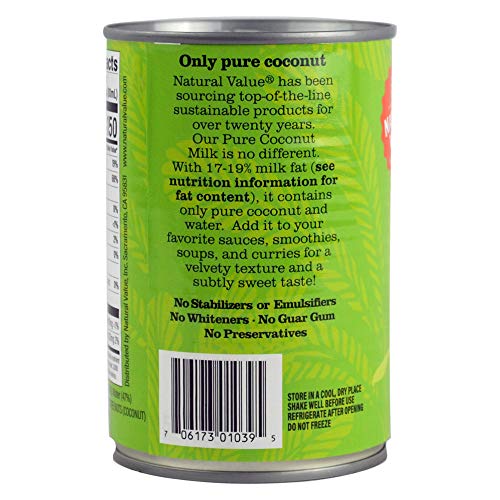 Natural Value Coconut Milk, 13.5 Oz. Cans Count Of 12