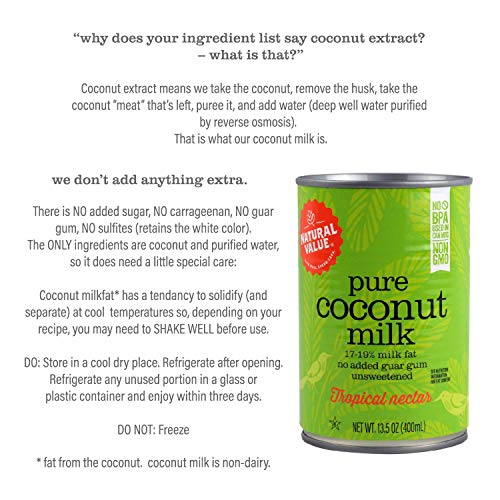 Natural Value Coconut Milk, 13.5 Oz. Cans Count Of 12