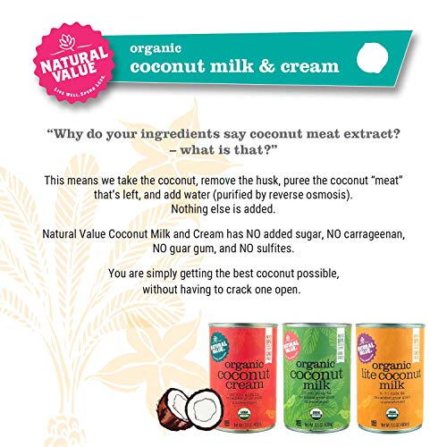 Natural Value Organic Coconut Cream, 13.5Oz Pack Of 12