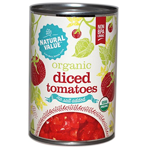 Natural Value Organic Diced Tomatoes, No Salt, 14.5 Ounce Pack