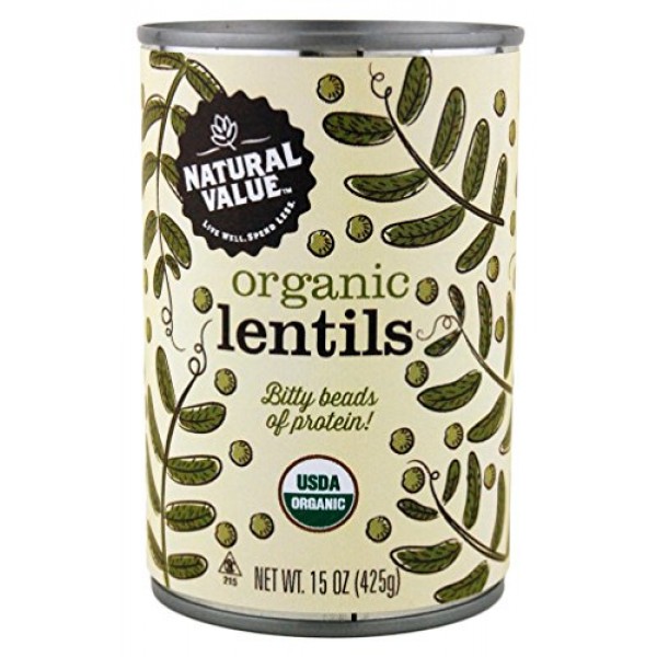 Natural Value Organic Lentils, 15 Oz Pack Of 12