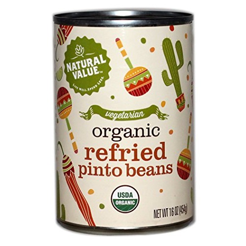 Natural Value Organic Refried Pinto Beans, 16 Ounce Pack Of 12