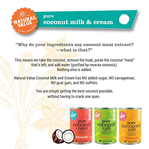 Natural Value Coconut Cream, 13.5 Ounce Pack Of 12