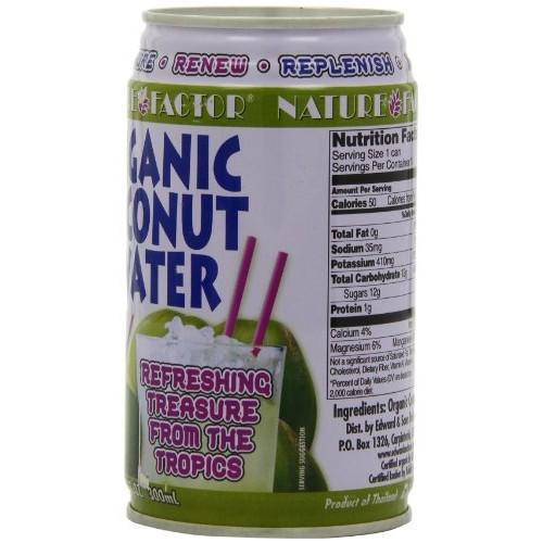 Nature Factor Organic Coconut Water, 10 Ounce Cans Pack Of 12