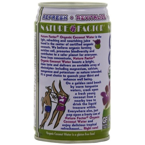 Nature Factor Organic Coconut Water, 10 Ounce Cans Pack Of 12