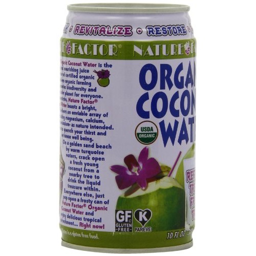 Nature Factor Organic Coconut Water, 10 Ounce Cans Pack Of 12