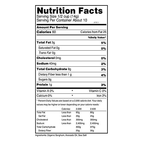 Popped Sorghum Avocado Oil &Amp; Sea Salt 5 Oz, 6 Pack A Snack Healt