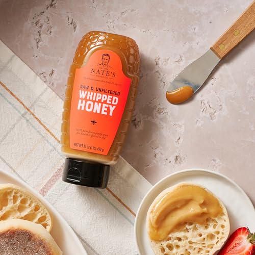 Nates Whipped Honey, 100% Pure & Spreadable Honey, 16 Ounces