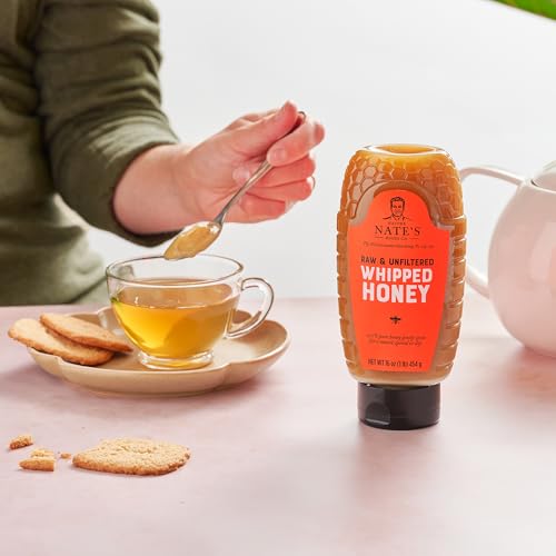 Nates Whipped Honey, 100% Pure & Spreadable Honey, 16 Ounces