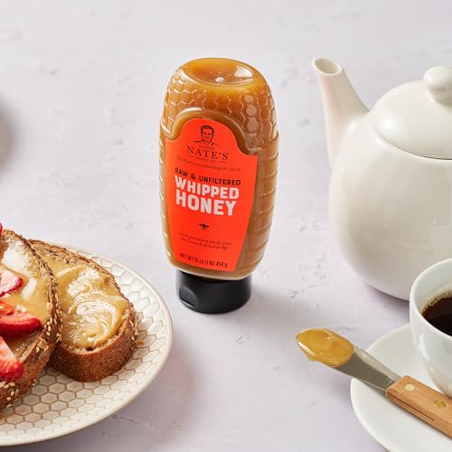 Nates Whipped Honey, 100% Pure & Spreadable Honey, 16 Ounces